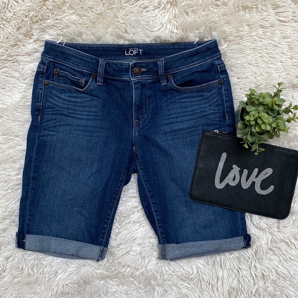 Loft Jean Shorts 💗 Dark Wash - Picture 2 of 14